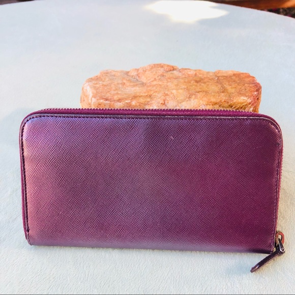 Prada Saffiano Purple Leather Long Zippy Wallet - Picture 4 of 9